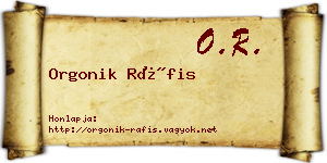 Orgonik Ráfis névjegykártya